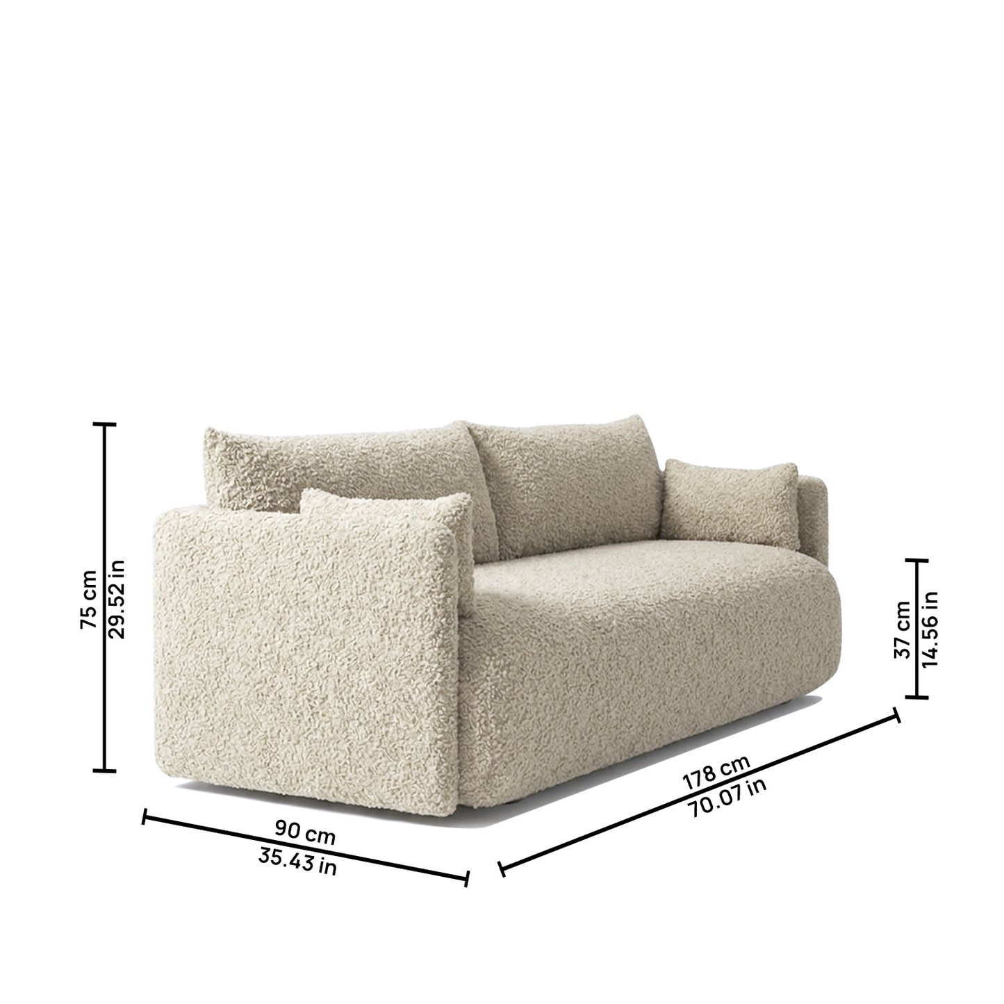 CozyChic Creme Boucle 3 Seater Sofa