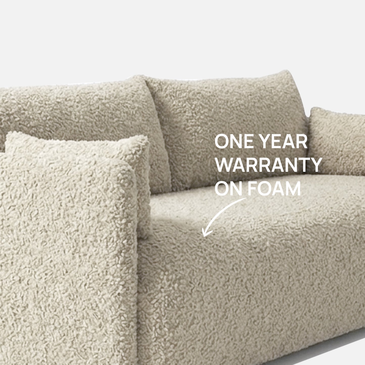CozyChic Creme Boucle 3 Seater Sofa