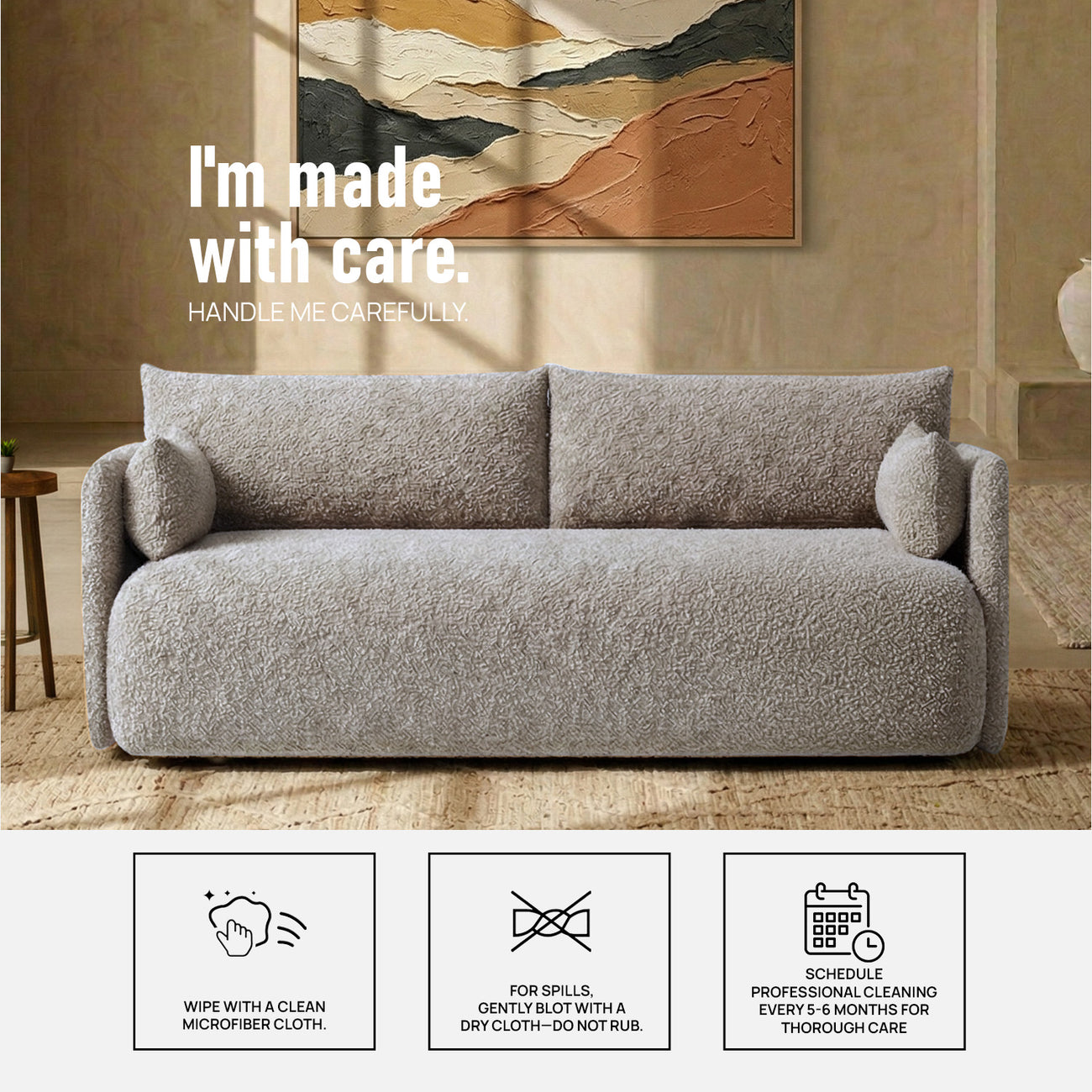 CozyChic Mouse Dark Grey Boucle 3 Seater Sofa