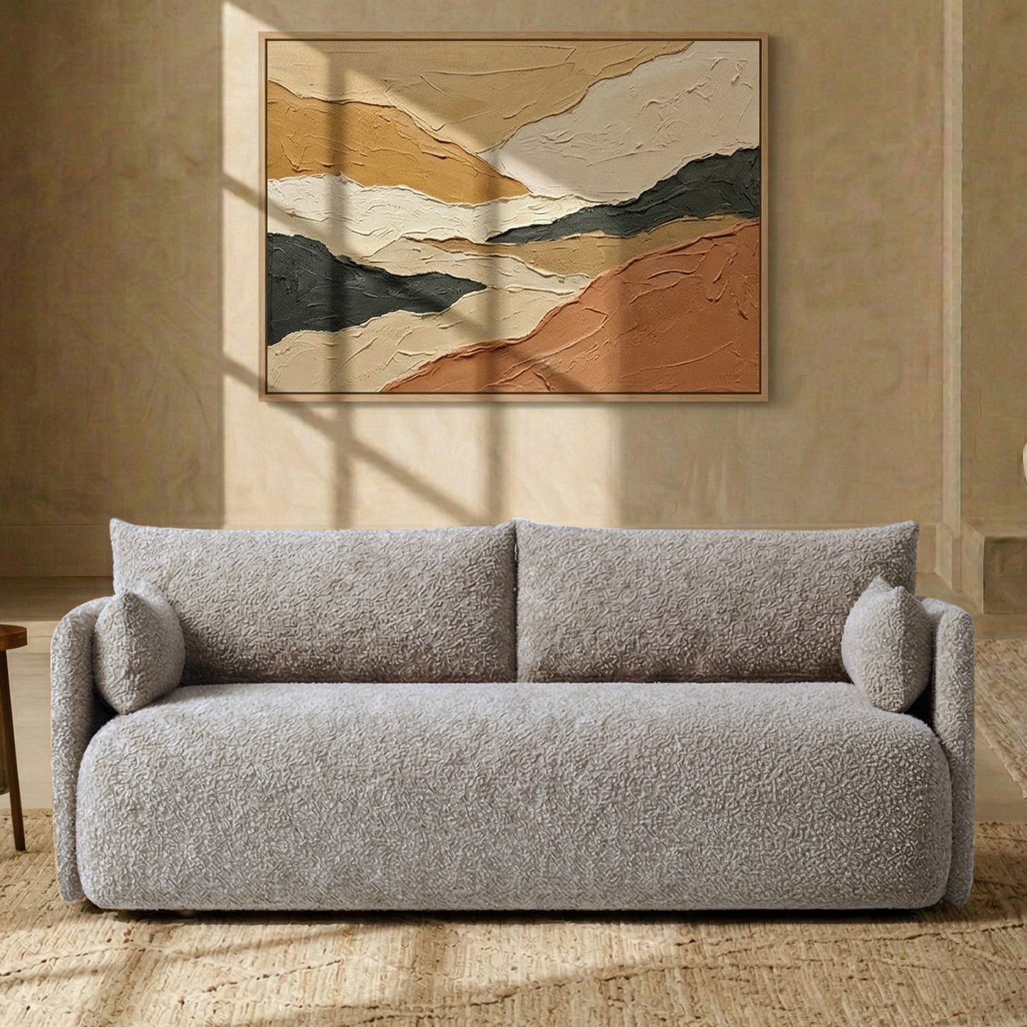 CozyChic Mouse Dark Grey Boucle 3 Seater Sofa