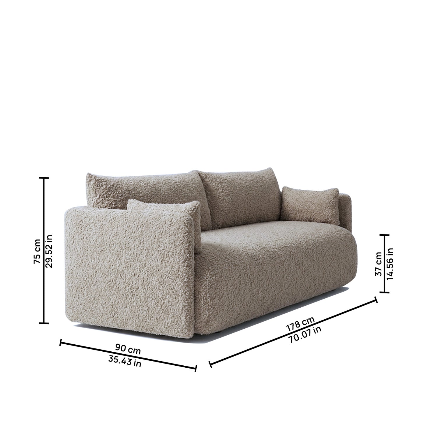 CozyChic Mouse Dark Grey Boucle 3 Seater Sofa