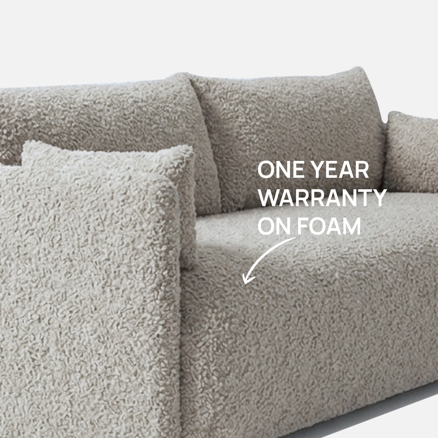 CozyChic Ash Grey Boucle 3 Seater Sofa