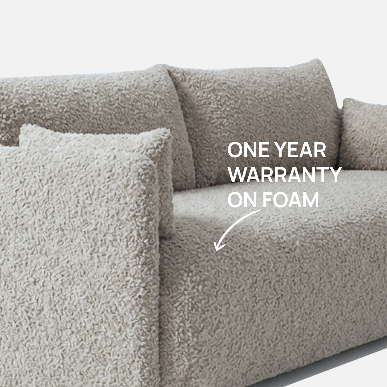 CozyChic Ash Grey Boucle 3 Seater Sofa