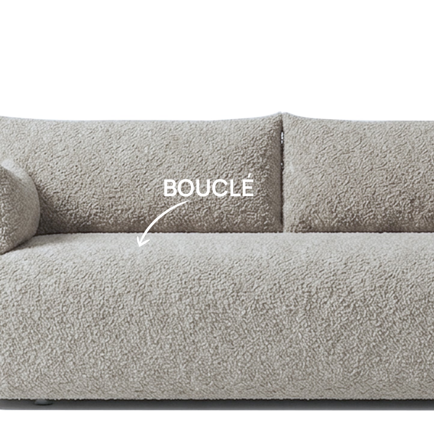 CozyChic Ash Grey Boucle 3 Seater Sofa