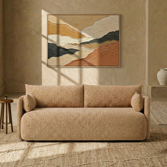 CozyChic Mustard Boucle 3 Seater Sofa