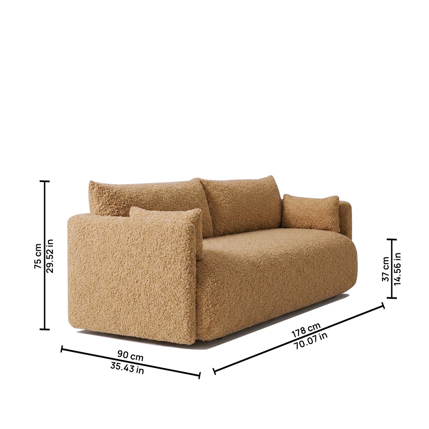 CozyChic Mustard Boucle 3 Seater Sofa