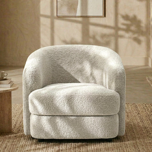 ElegantEnsemble White Boucle Sofa