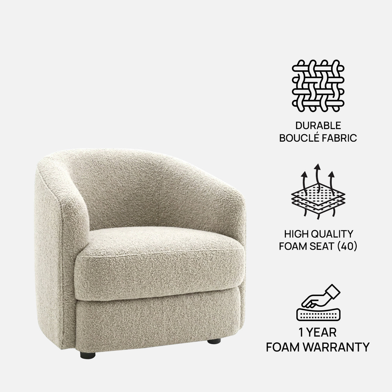 ElegantEnsemble White Boucle Sofa