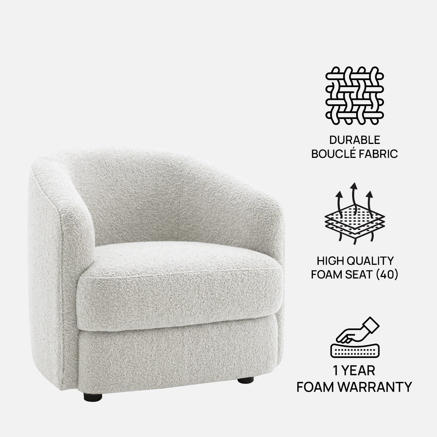 ElegantEnsemble Dark Grey Boucle Sofa