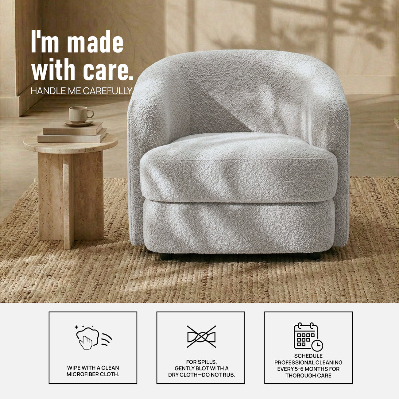 ElegantEnsemble Mouse Dark Grey Boucle Sofa