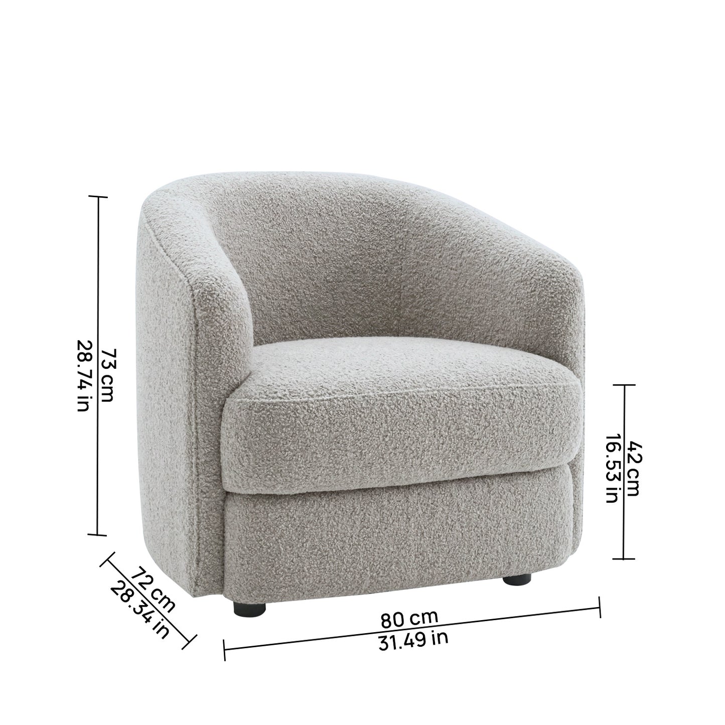 ElegantEnsemble Mouse Dark Grey Boucle Sofa