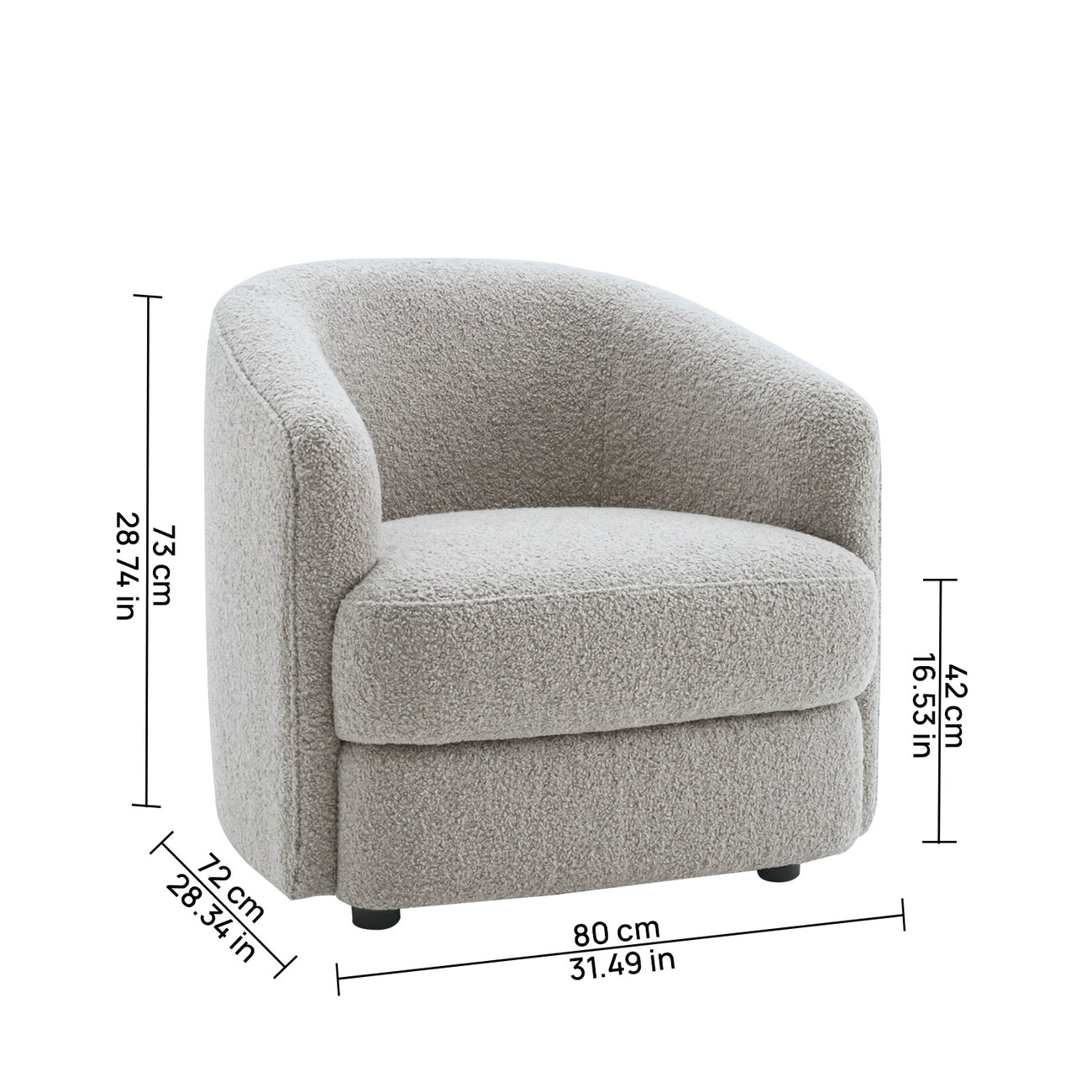 ElegantEnsemble Mouse Dark Grey Boucle Sofa