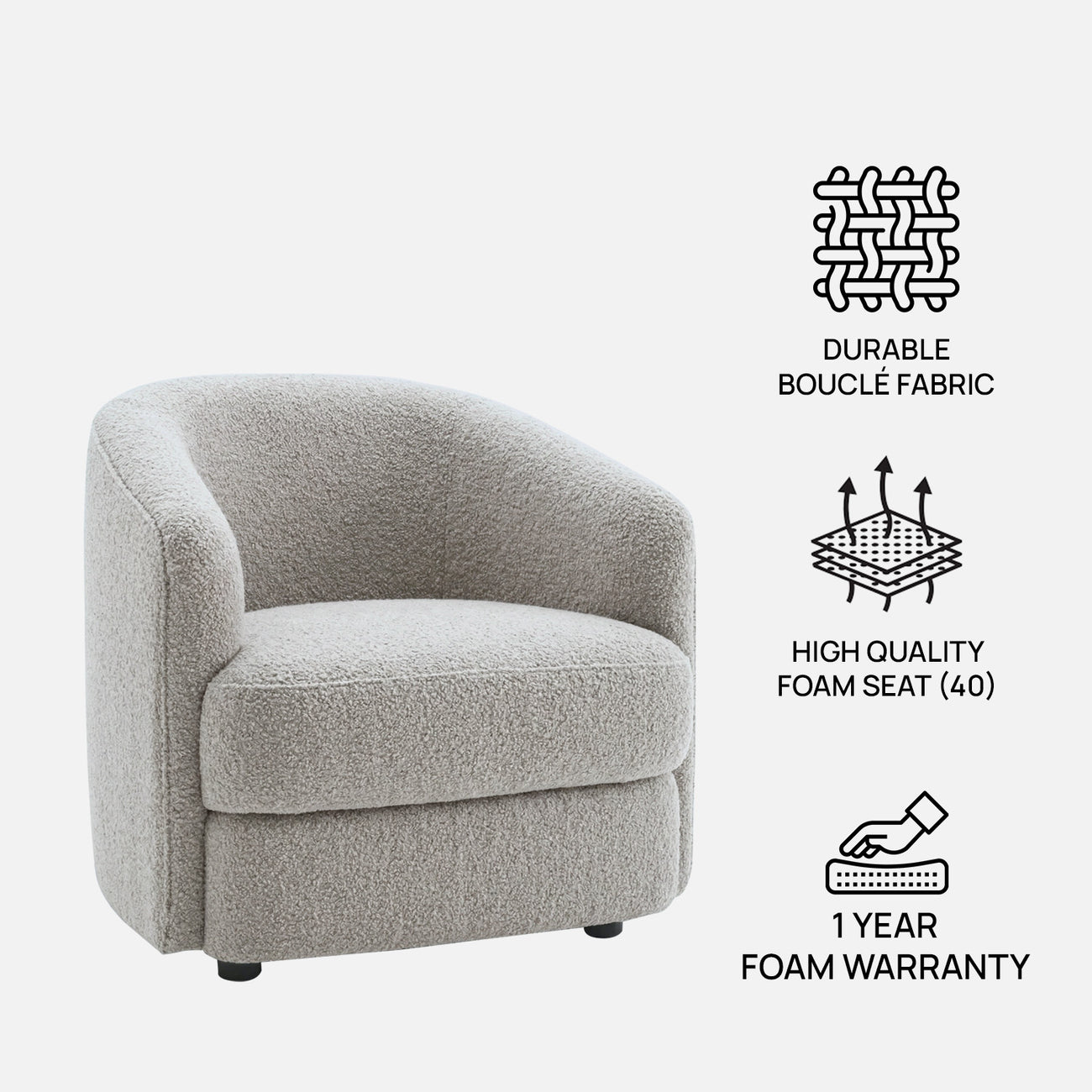 ElegantEnsemble Mouse Dark Grey Boucle Sofa