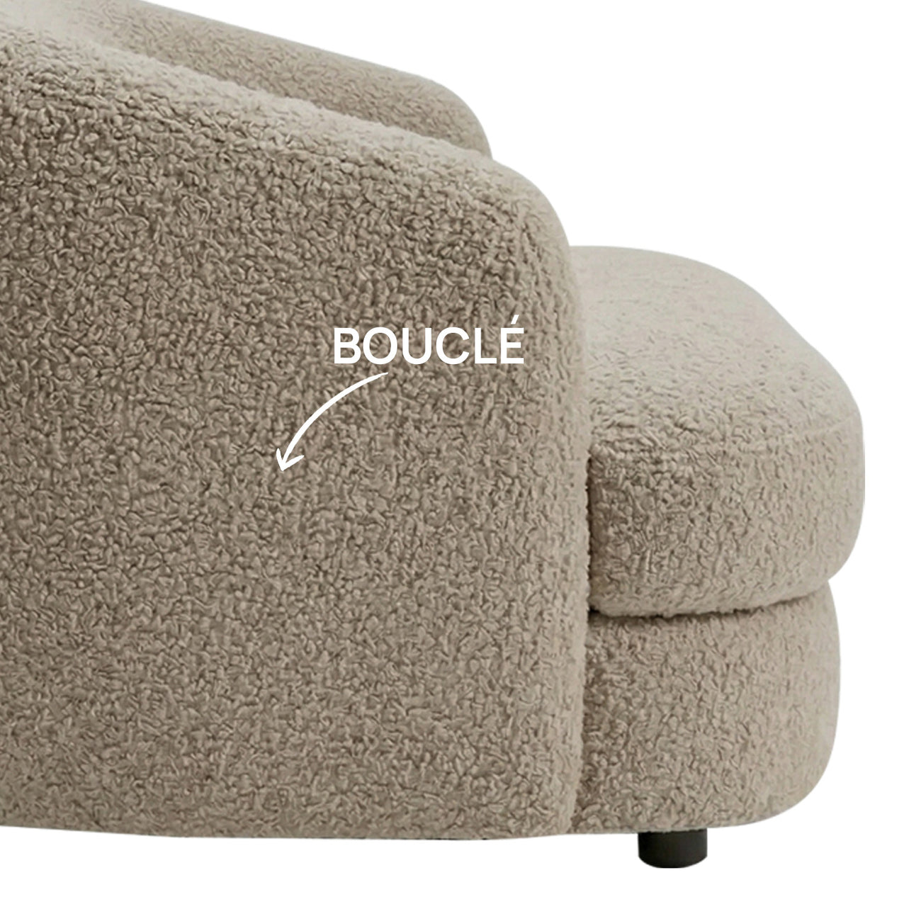 ElegantEnsemble Ash Grey Boucle 2 Seater Sofa