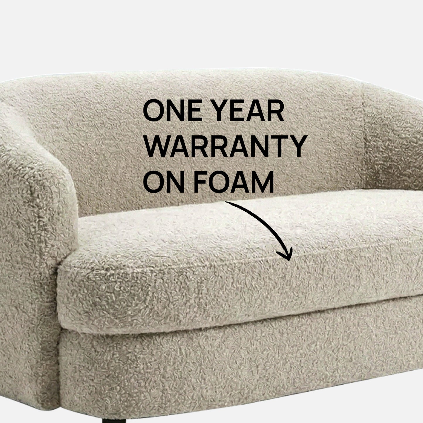 ElegantEnsemble Creme Boucle 2 Seater Sofa