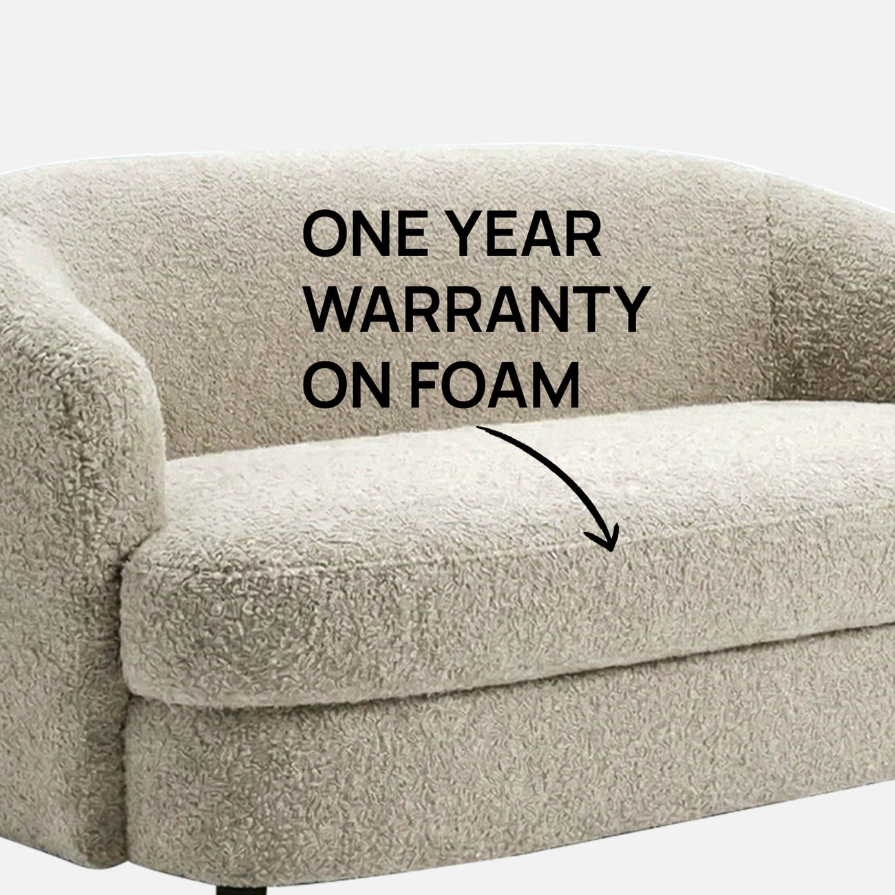 ElegantEnsemble Creme Boucle 2 Seater Sofa