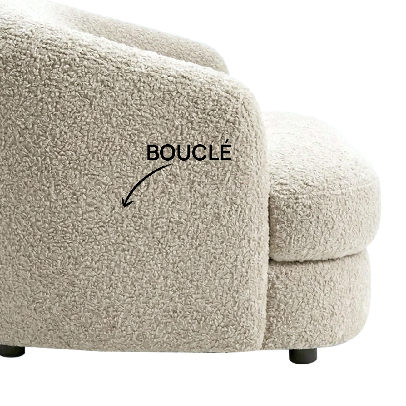 ElegantEnsemble Creme Boucle 2 Seater Sofa