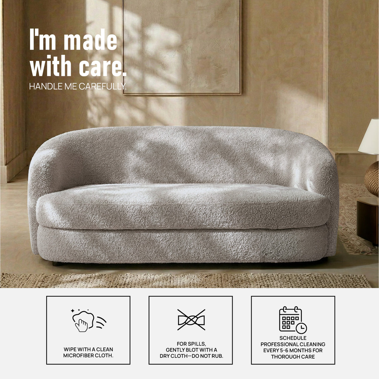 ElegantEnsemble Dark Grey Boucle 2 Seater Sofa