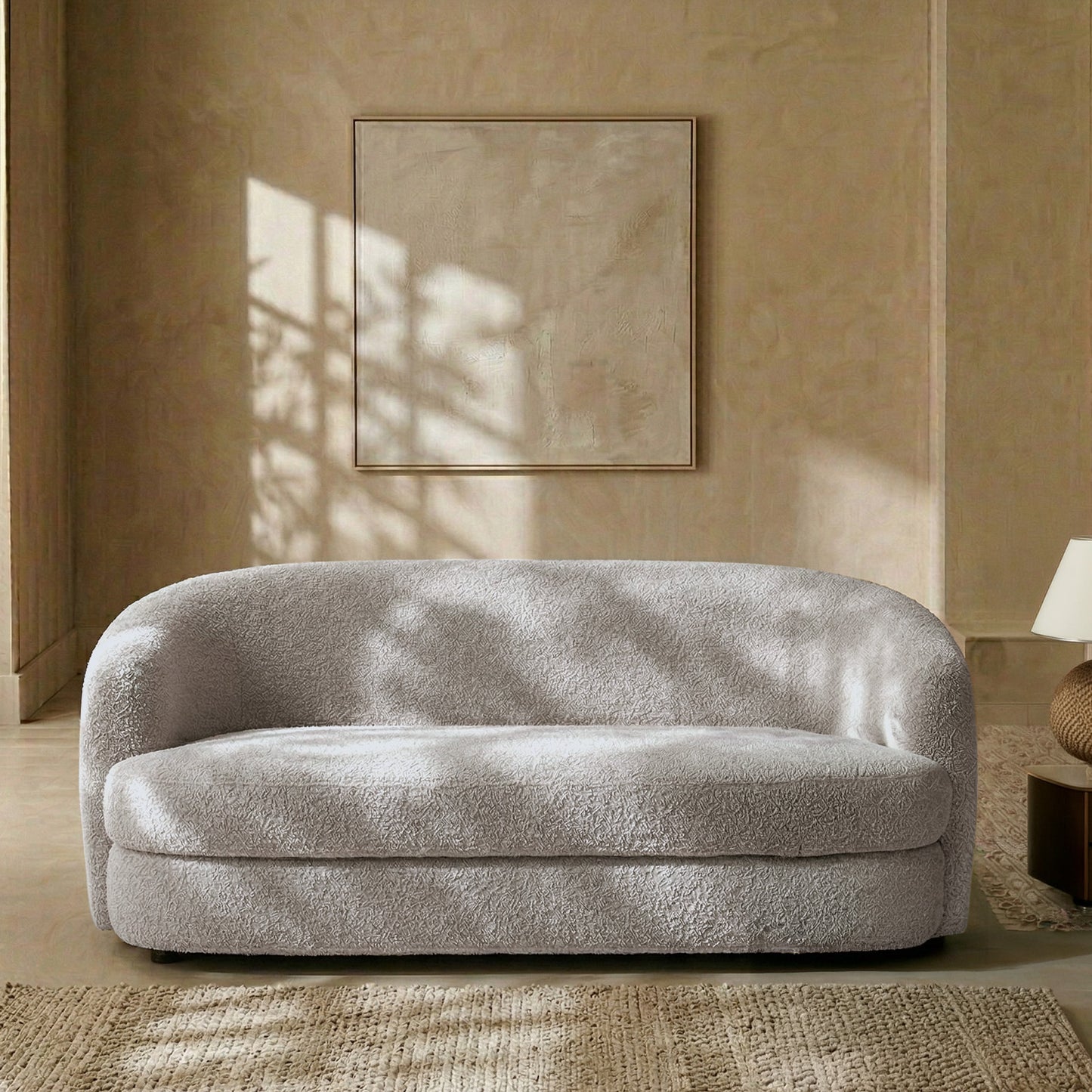 ElegantEnsemble Dark Grey Boucle 2 Seater Sofa