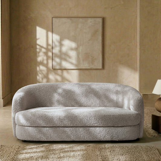 ElegantEnsemble Dark Grey Boucle 2 Seater Sofa