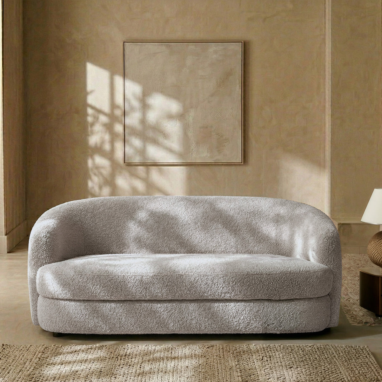 ElegantEnsemble Dark Grey Boucle 2 Seater Sofa