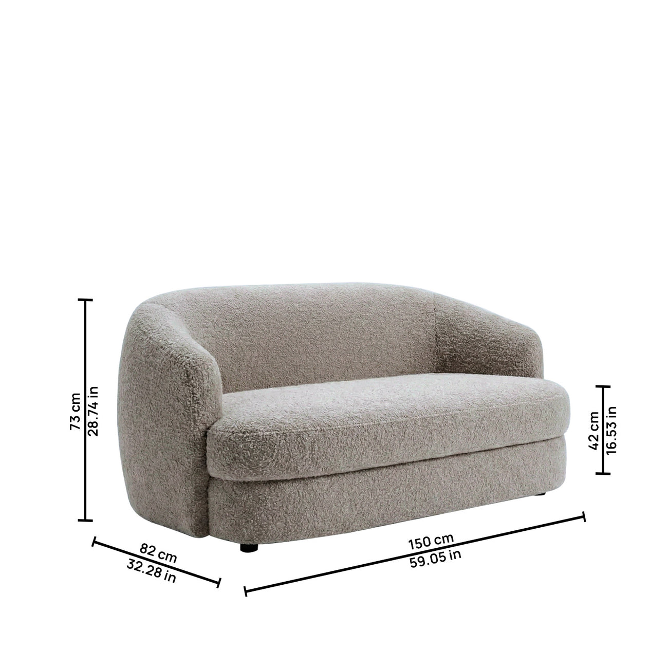ElegantEnsemble Dark Grey Boucle 2 Seater Sofa