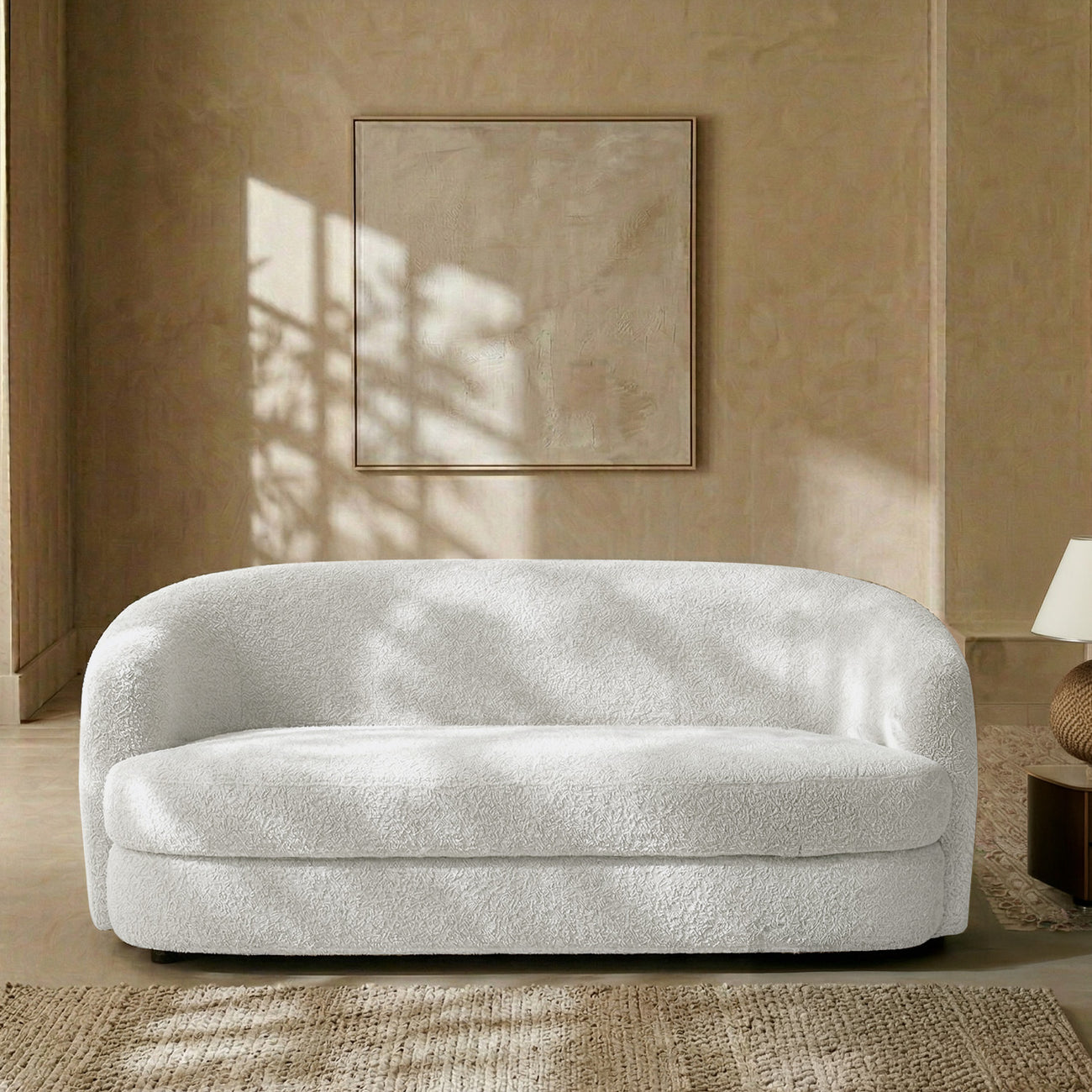 ElegantEnsemble Mouse Grey Boucle 2 Seater Sofa