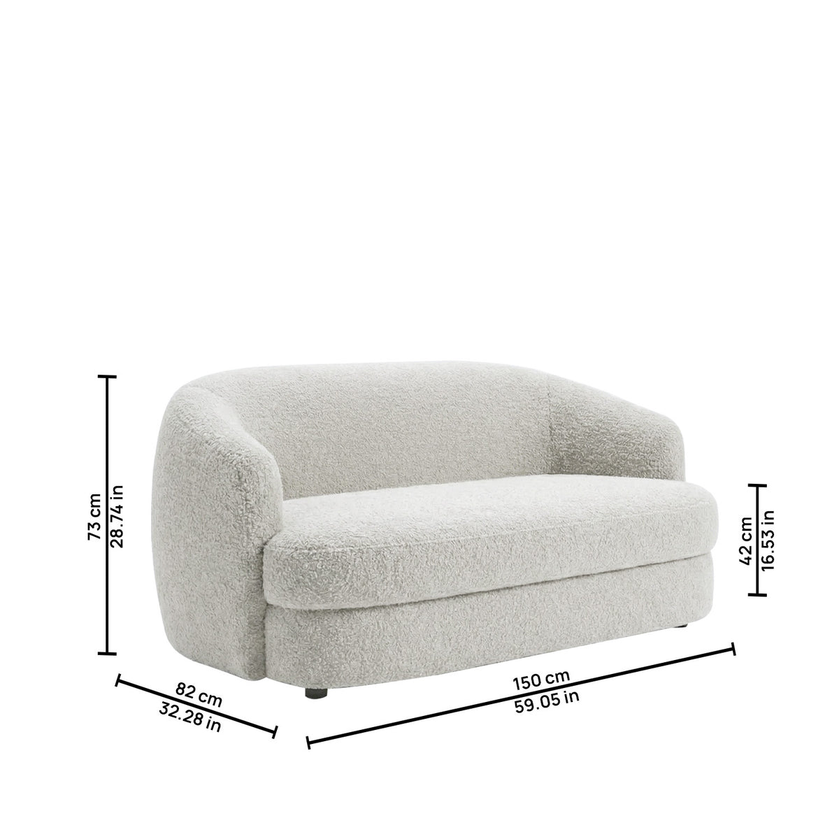 ElegantEnsemble Mouse Grey Boucle 2 Seater Sofa