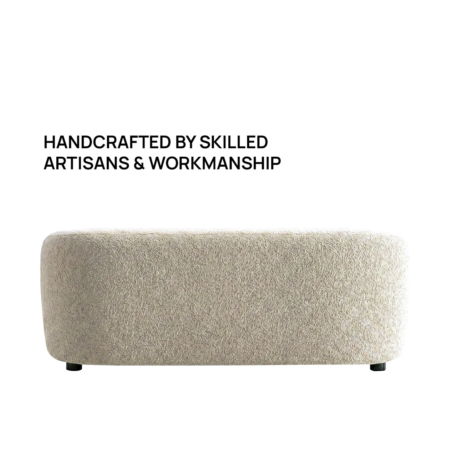 ElegantEnsemble Creme Boucle 3 Seater Sofa
