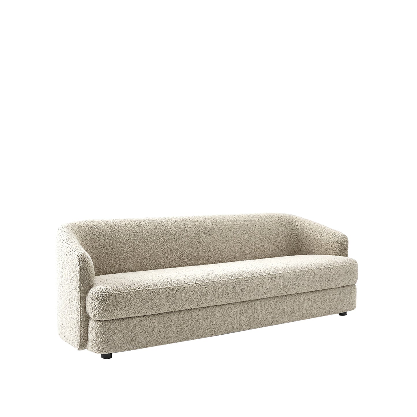 ElegantEnsemble Creme Boucle 3 Seater Sofa