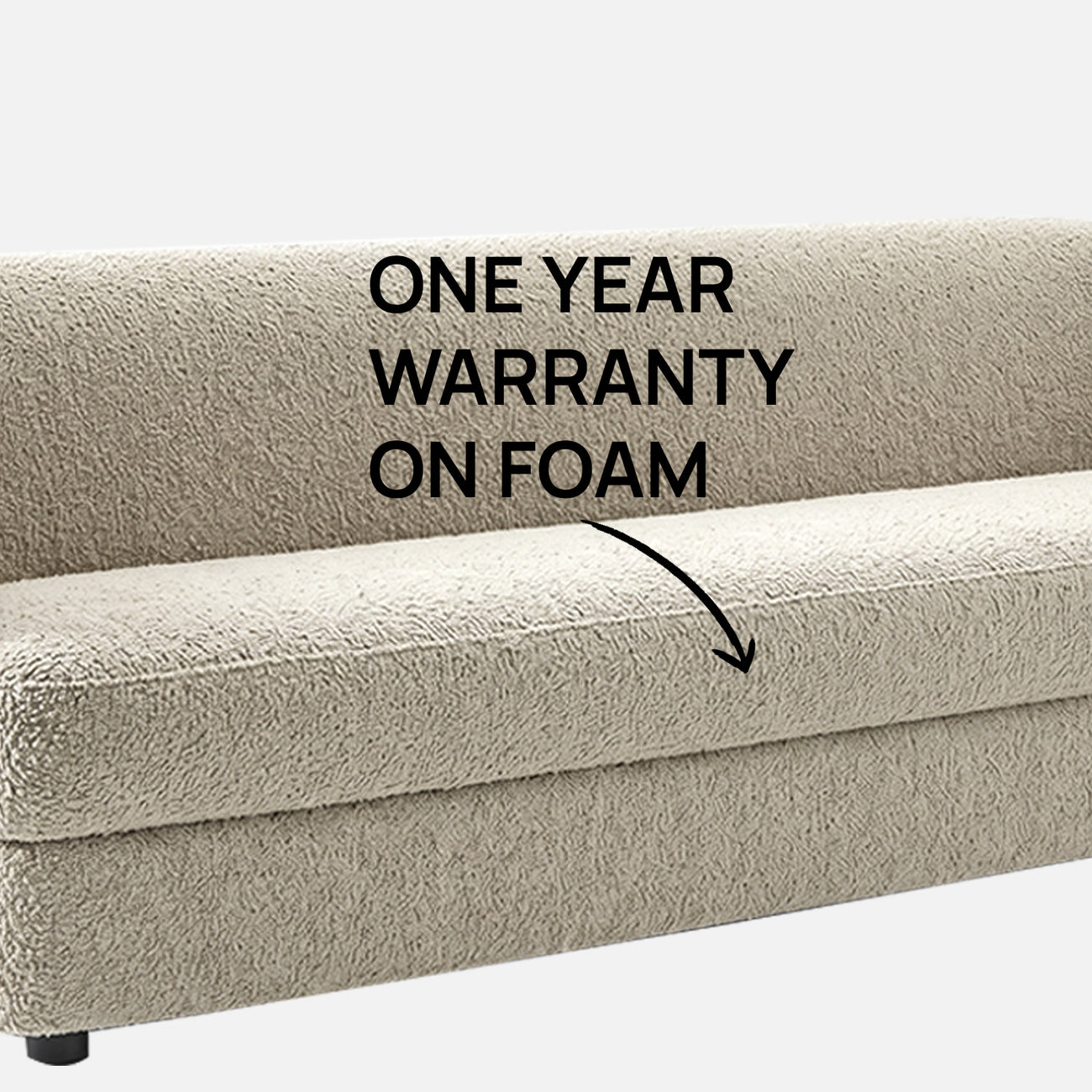 ElegantEnsemble Creme Boucle 3 Seater Sofa
