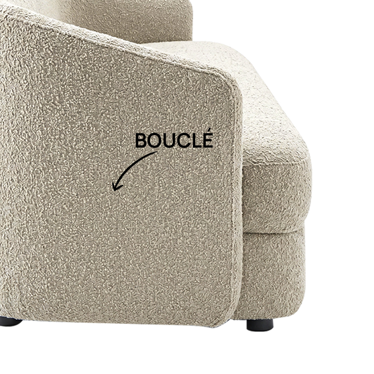 ElegantEnsemble Creme Boucle 3 Seater Sofa