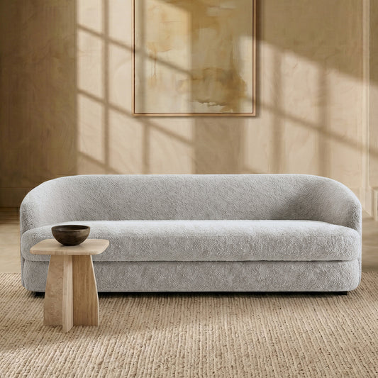 ElegantEnsemble Beige Boucle 3 Seater Sofa