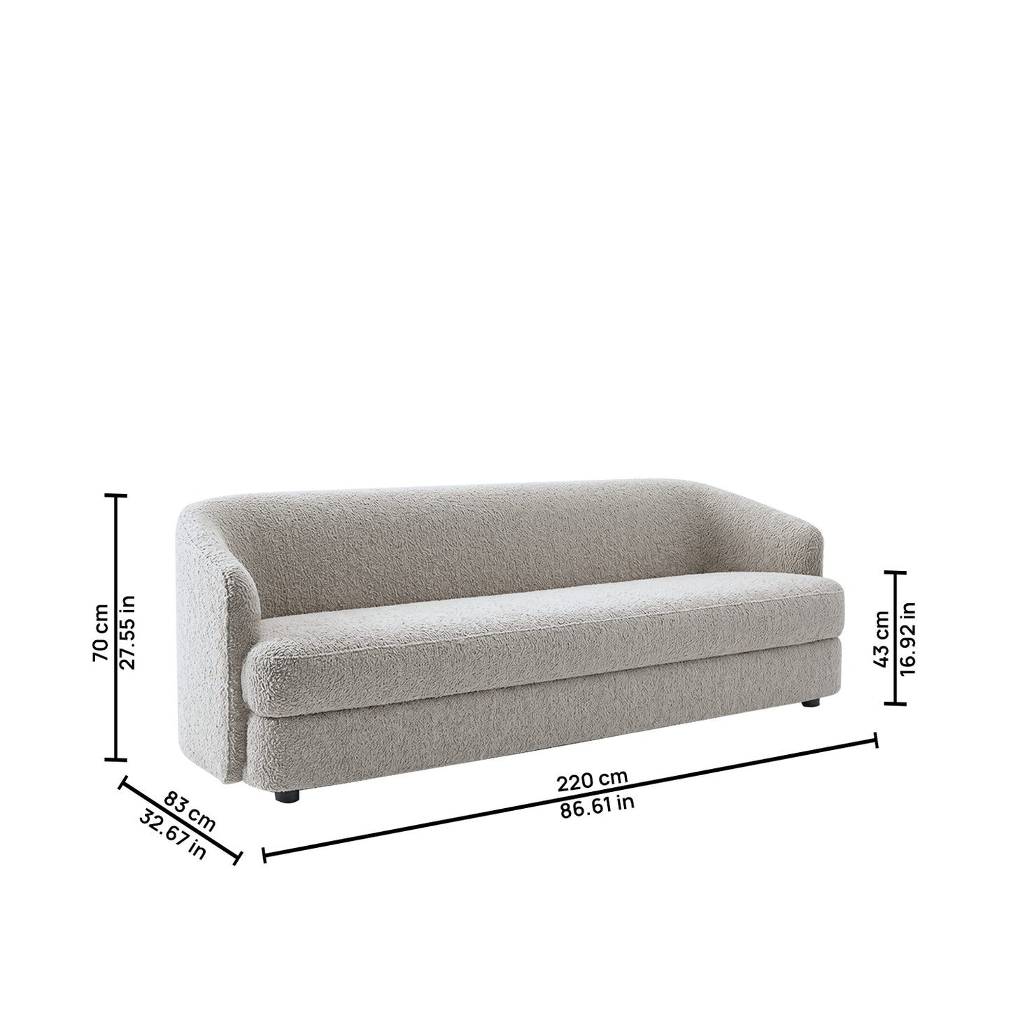 ElegantEnsemble Beige Boucle 3 Seater Sofa