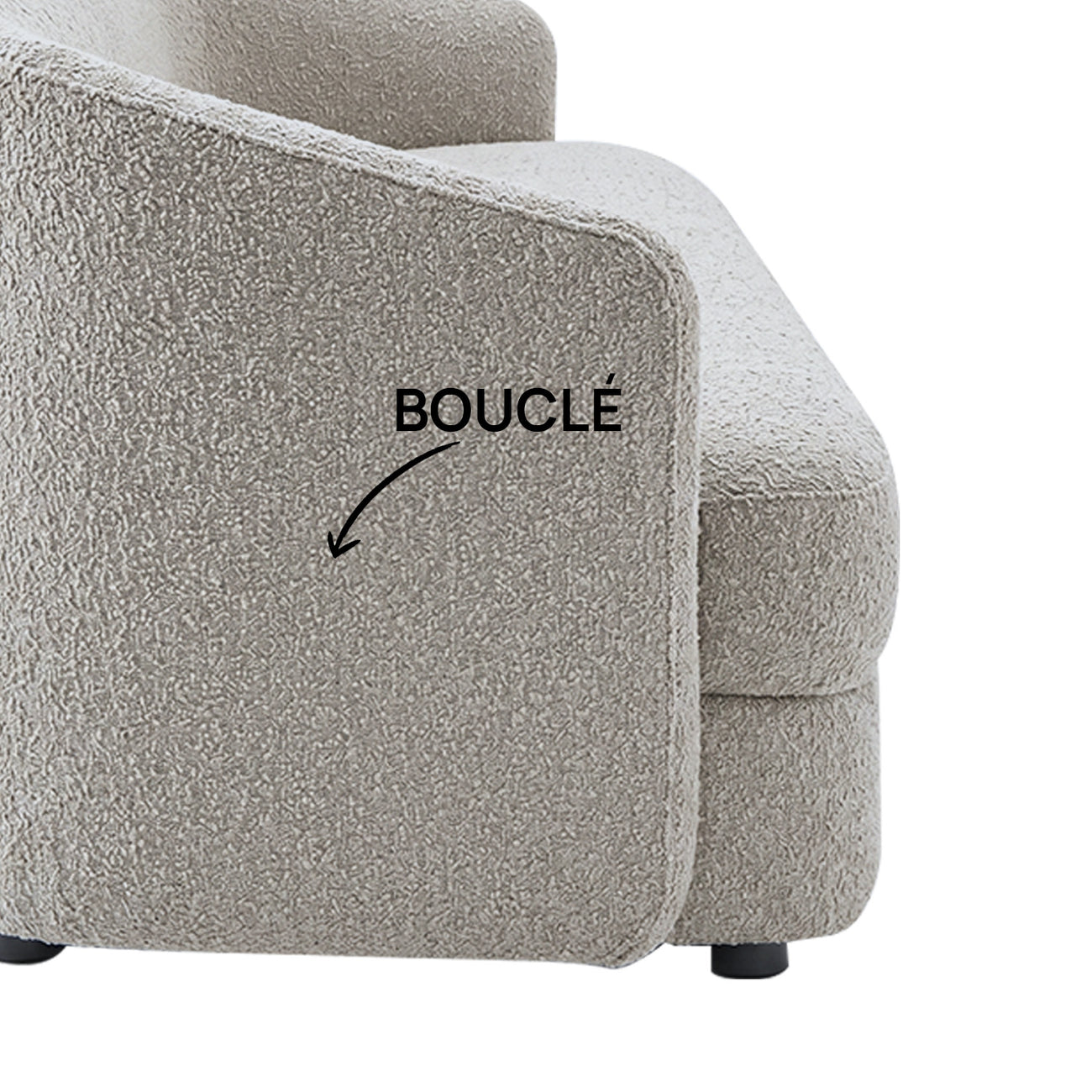 ElegantEnsemble Beige Boucle 3 Seater Sofa