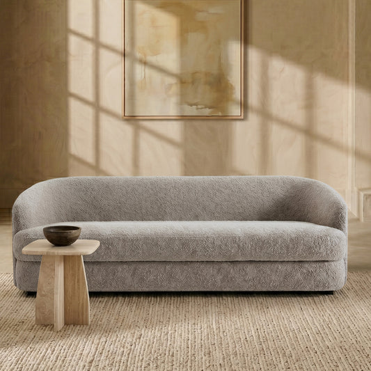 ElegantEnsemble Grey Boucle 3 Seater Sofa