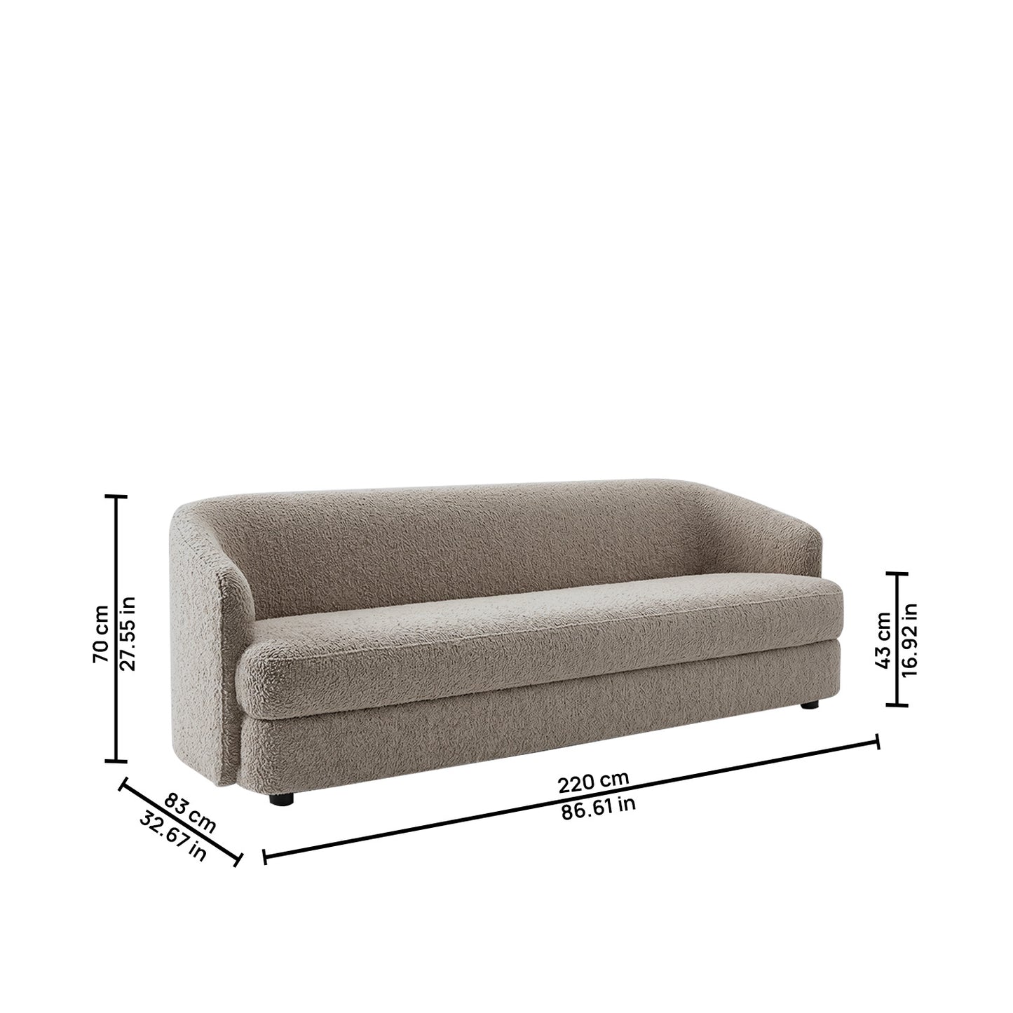 ElegantEnsemble Grey Boucle 3 Seater Sofa