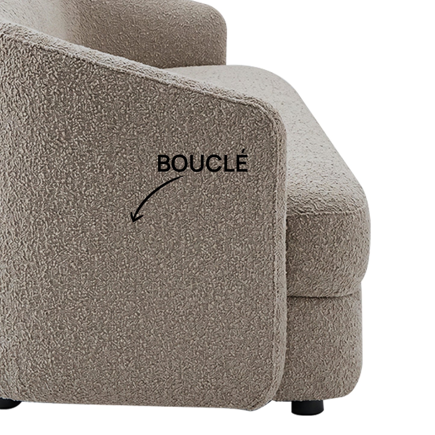 ElegantEnsemble Grey Boucle 3 Seater Sofa