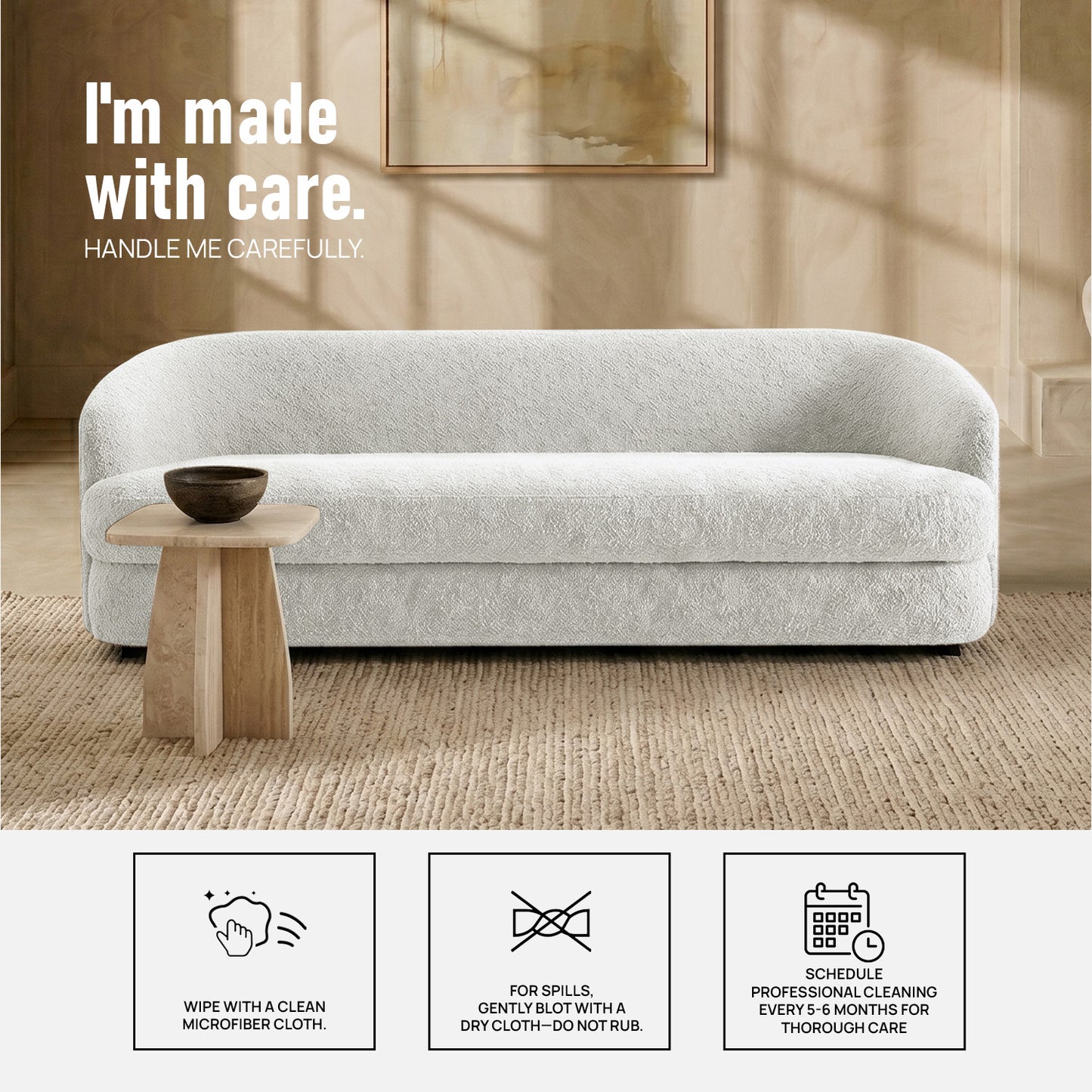 ElegantEnsemble Mouse Dark Grey Boucle 3 Seater Sofa
