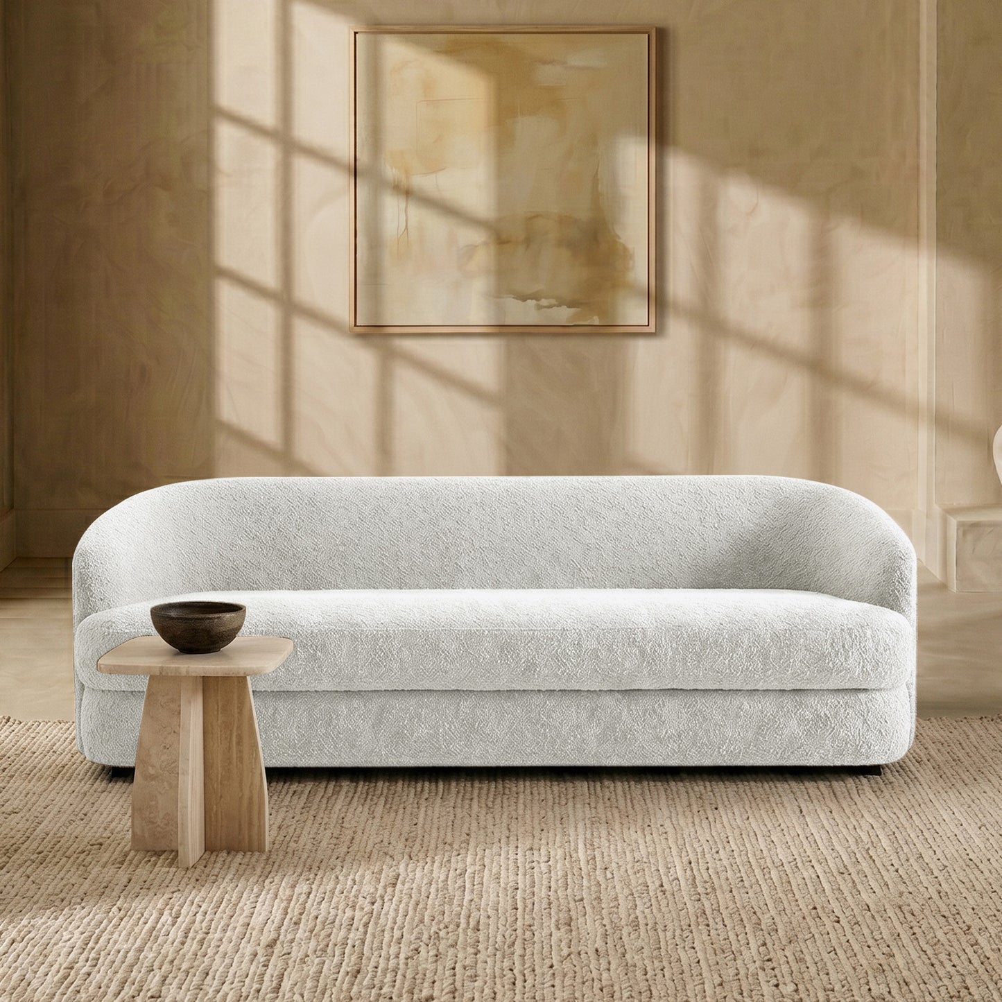 ElegantEnsemble Mouse Dark Grey Boucle 3 Seater Sofa