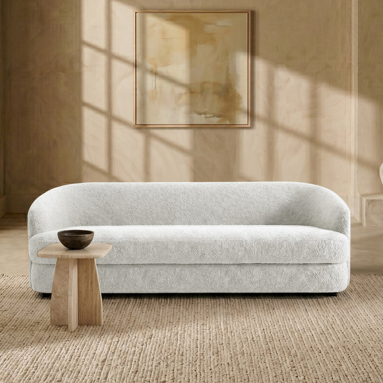 ElegantEnsemble Mouse Dark Grey Boucle 3 Seater Sofa