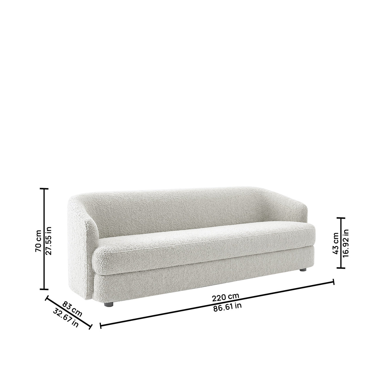 ElegantEnsemble Mouse Dark Grey Boucle 3 Seater Sofa