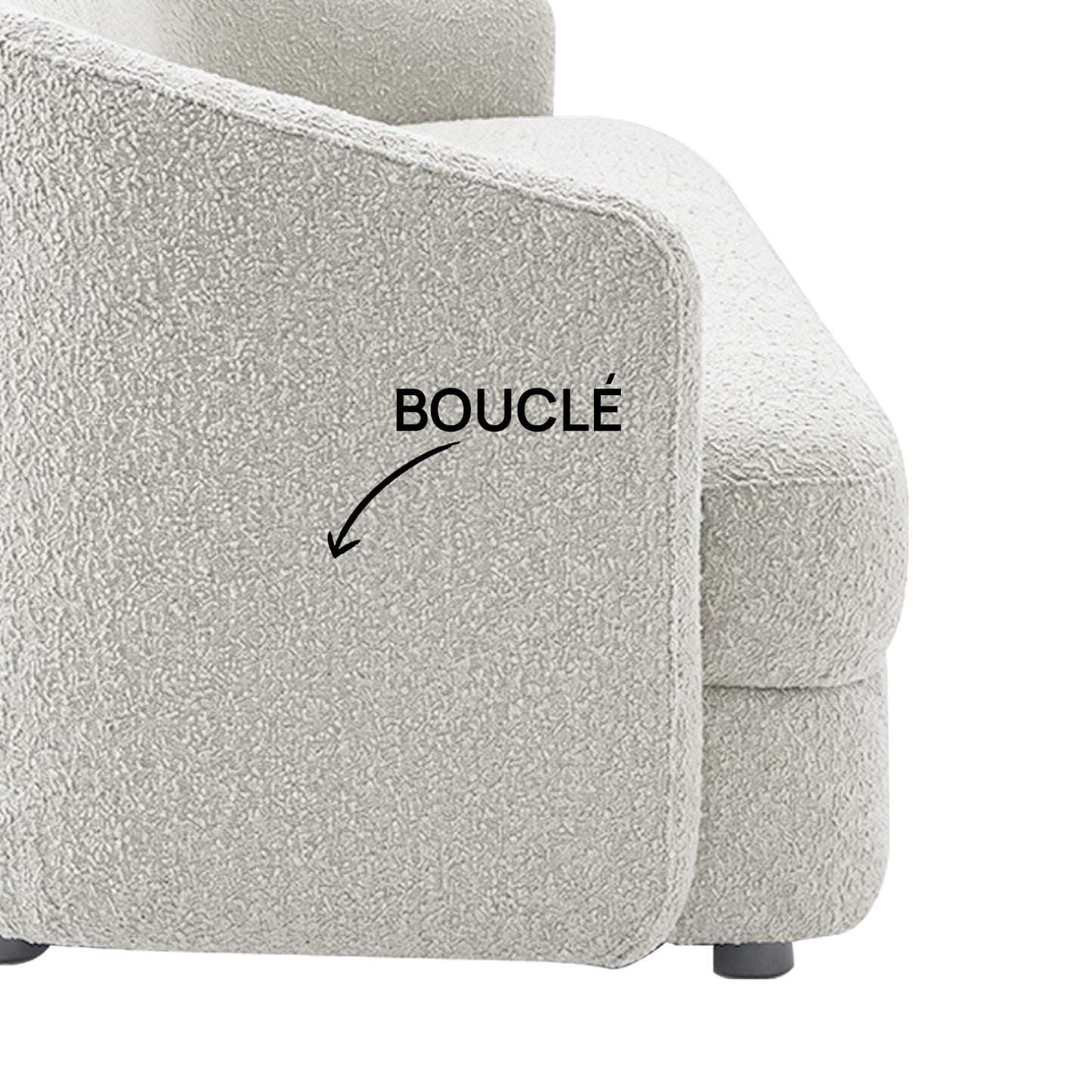 ElegantEnsemble Mouse Dark Grey Boucle 3 Seater Sofa