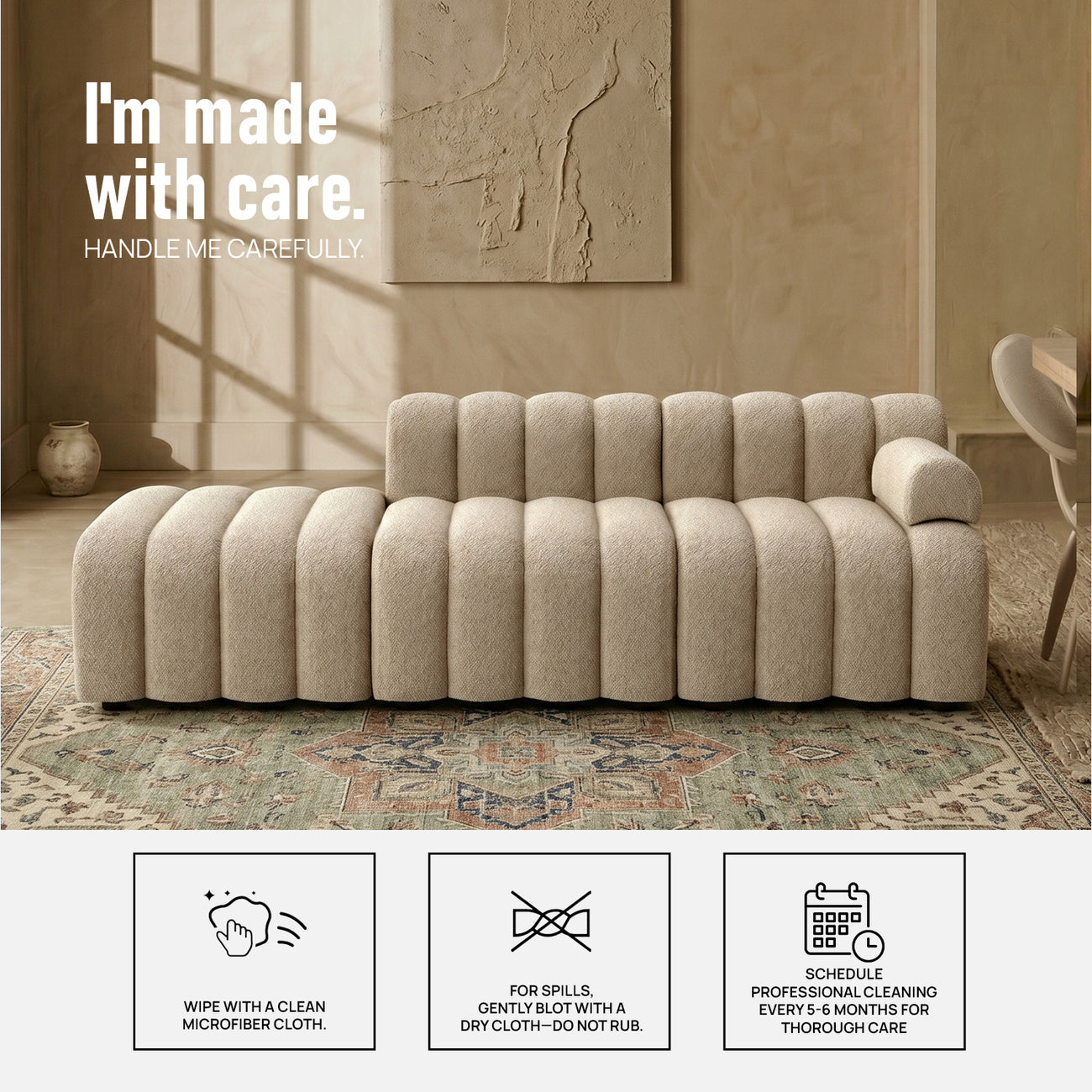 ChicComfort Beige 3 Seater Detachable Sofa Set