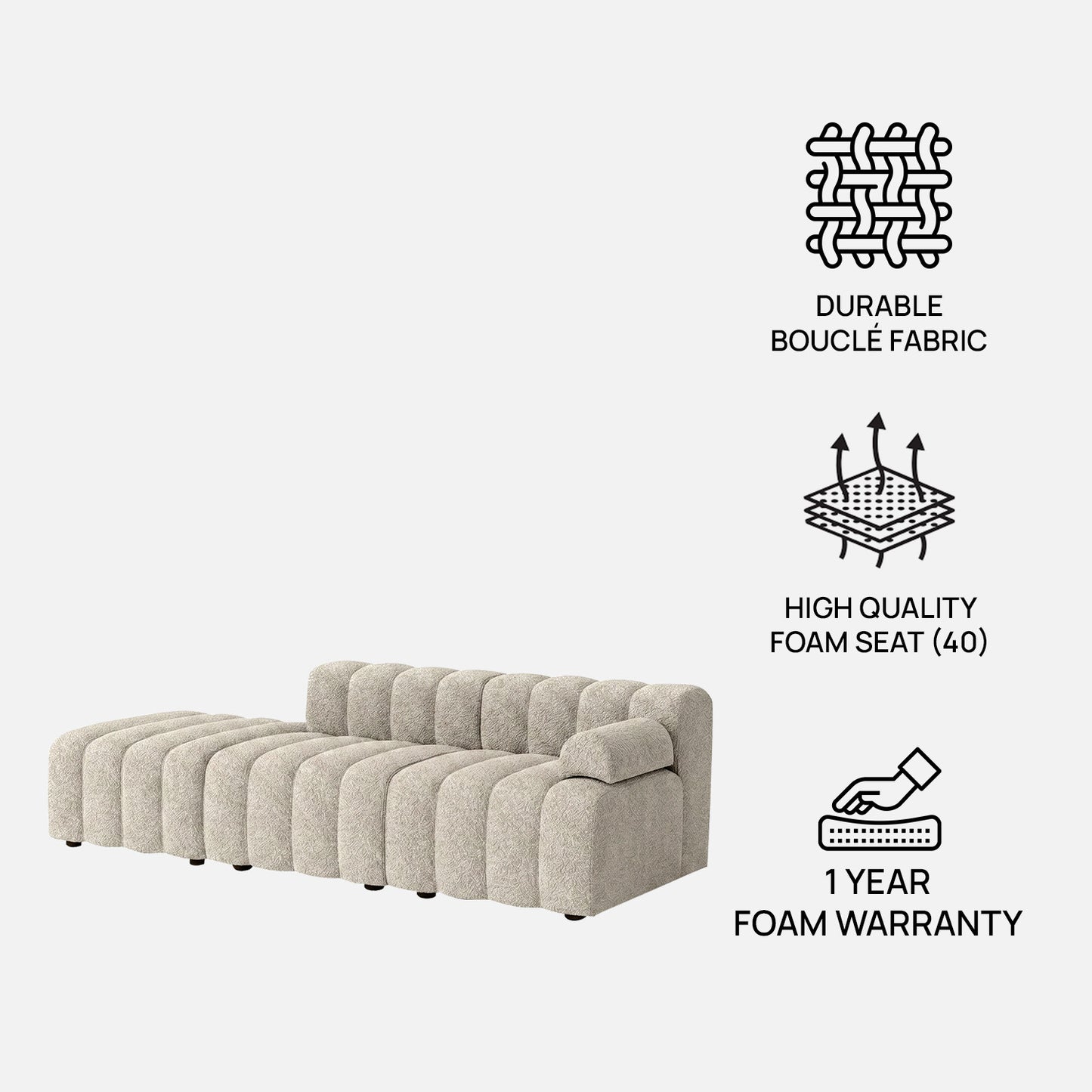ChicComfort Beige 3 Seater Detachable Sofa Set