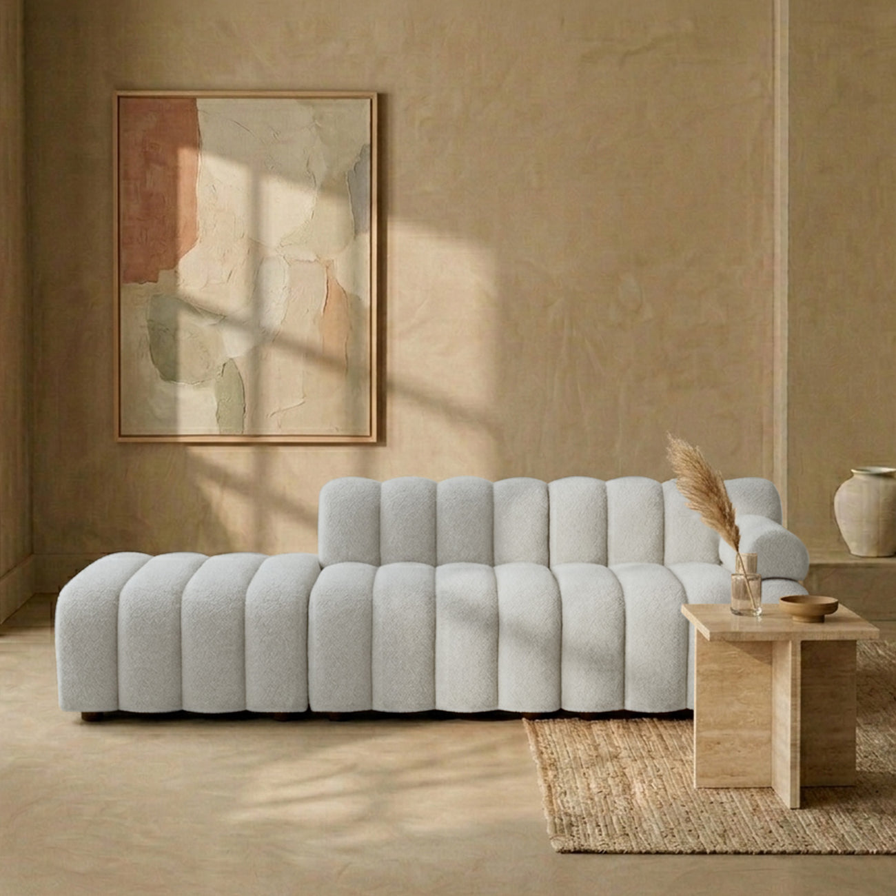 ChicComfort Creme 3 Seater Detachable Sofa Set