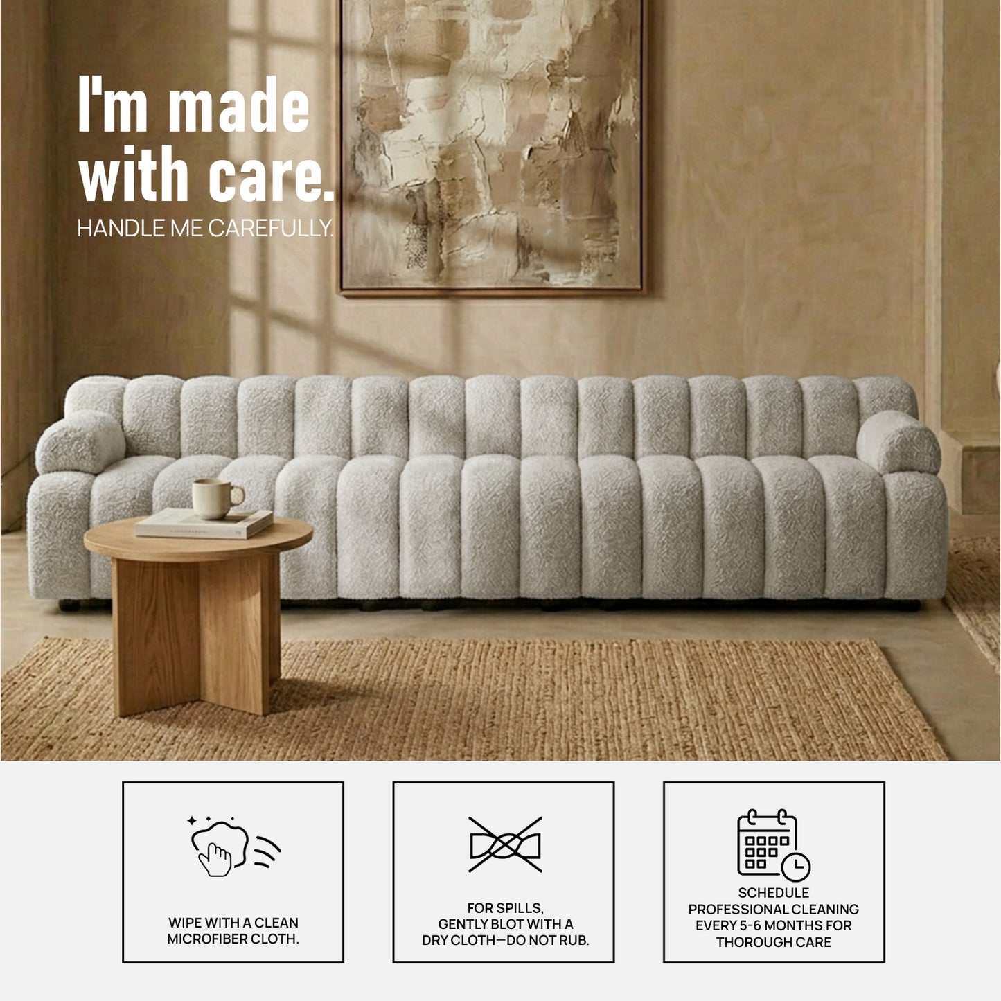 ChicComfort Beige 4 Seater Sofa Set