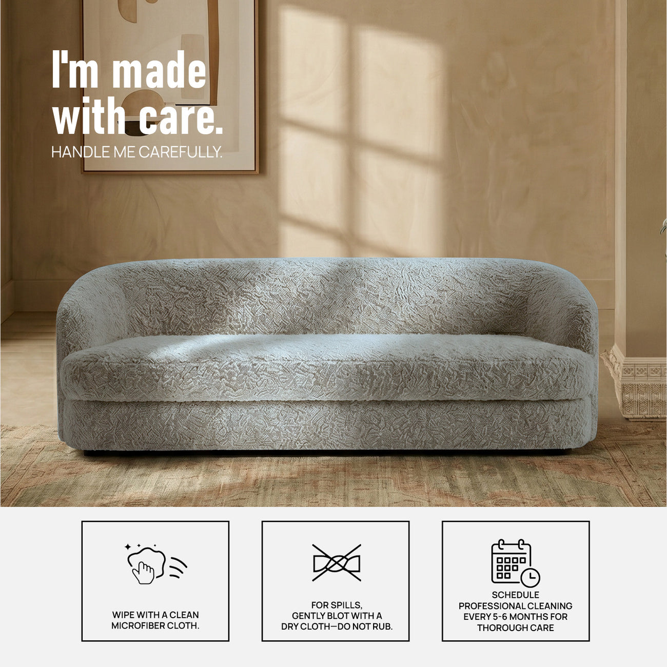 StylishSimplicity Sand 3 Seater Sofa Creme