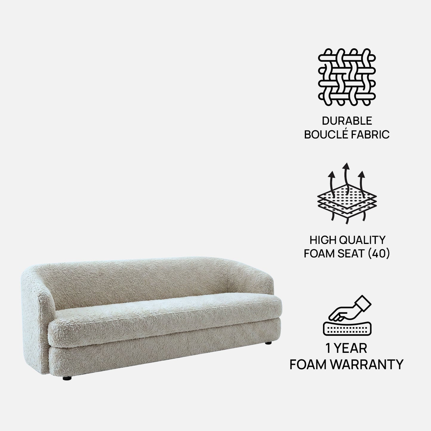 StylishSimplicity Sand 3 Seater Sofa Creme