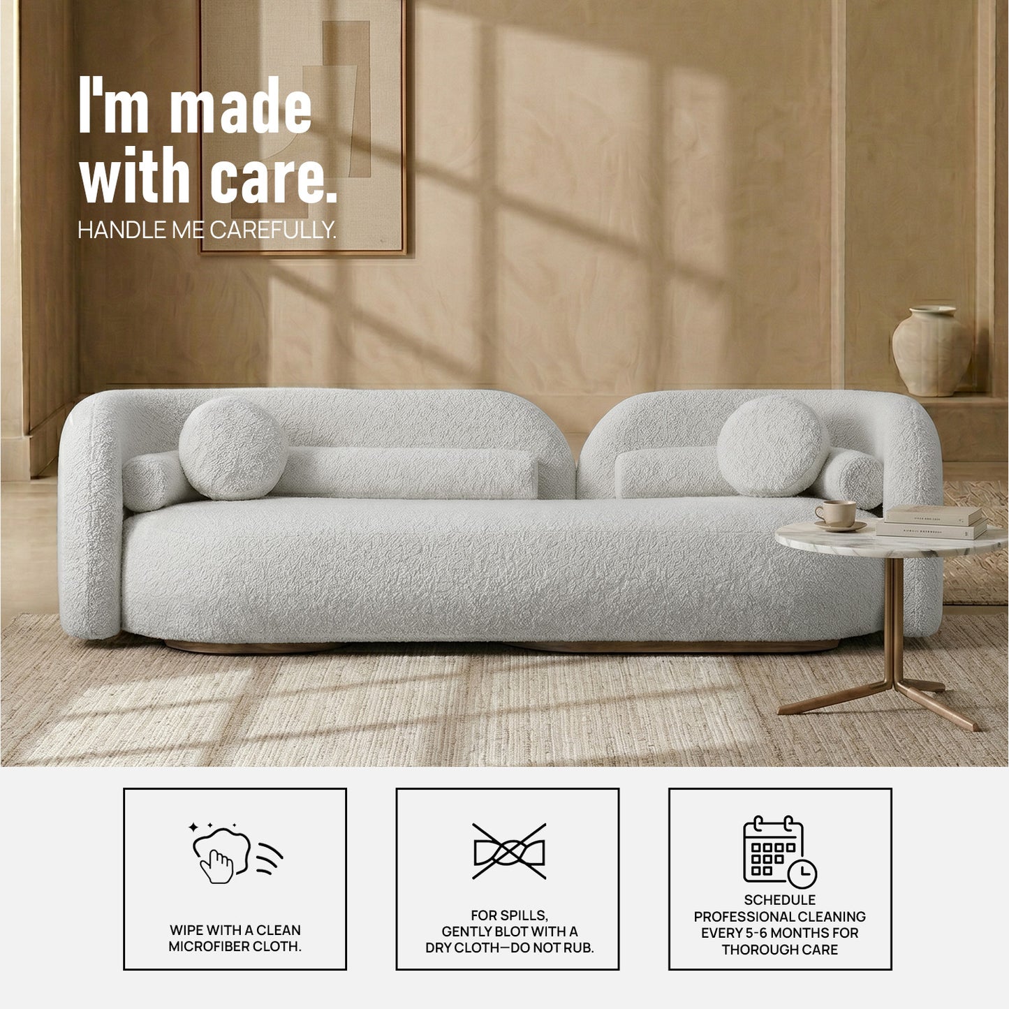 LavishLounge 3 Seater Sofa Creme